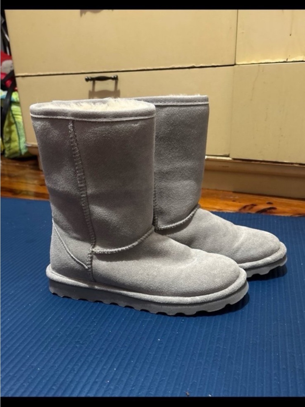 Cozy Gray Shearling-Lined Suede Boots